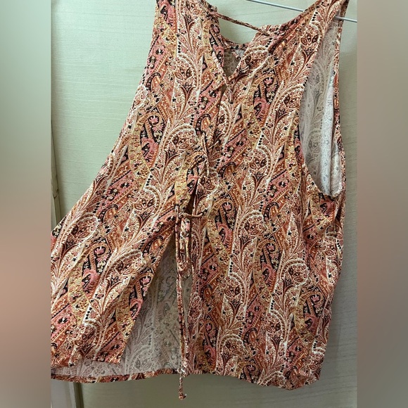 ⚫️ BOGO American Eagle Outfitters Paisley Tank Top - Orange and Cream Lrg - Picture 5 of 6